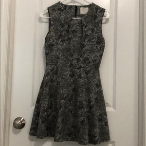 Gray Dress with textured flowers detail.